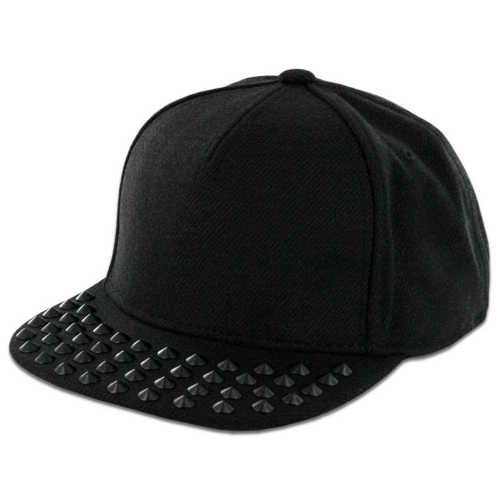 Flat Fitty Wiz Khalifa Collection Black Metal Studded Studs Buckle Bucklebacks Strapback Hat Cap