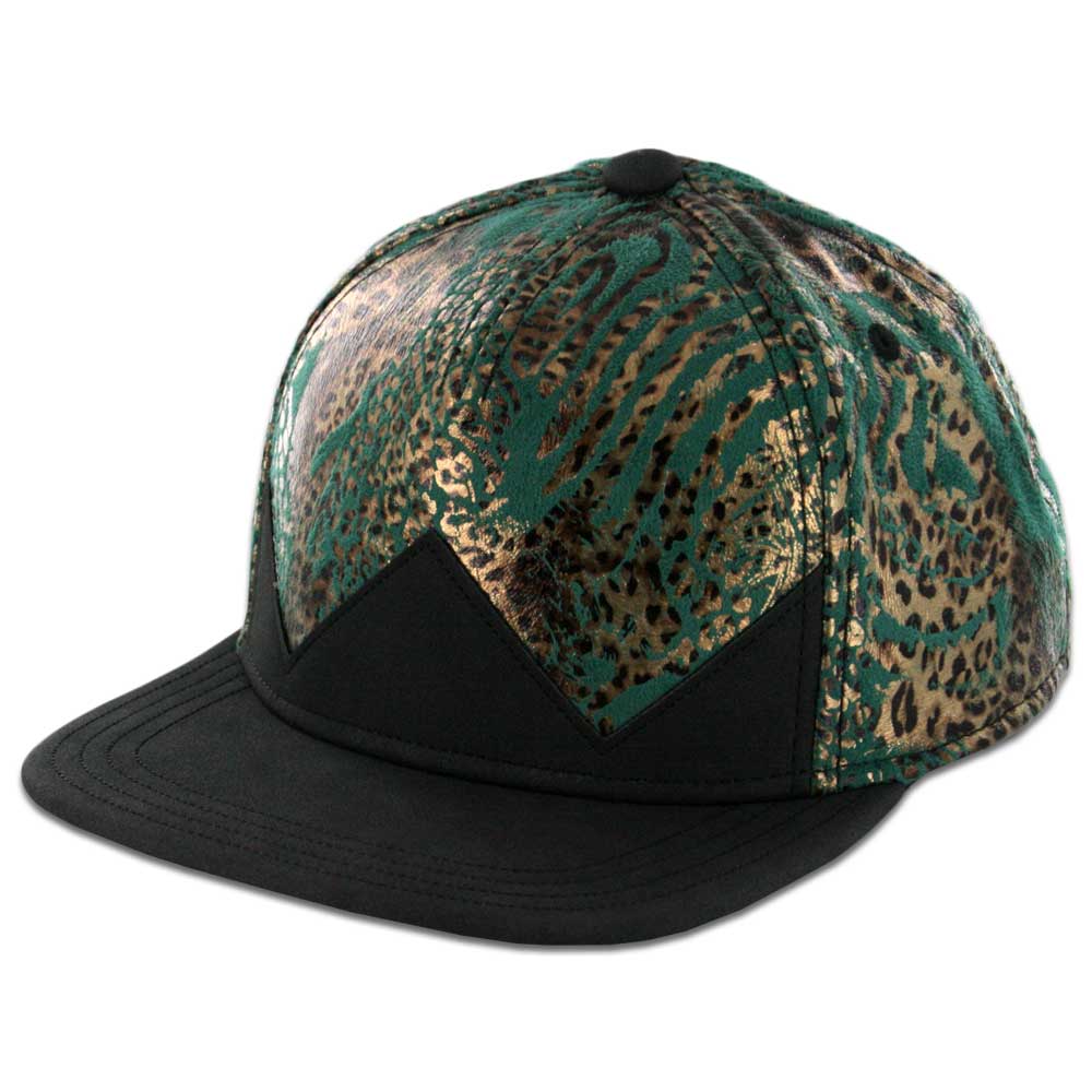 Flat Fitty Wiz Khalifa Collection Metallic Green Gold Black Cheetah Buckle Buckleback Strapback Hat Cap