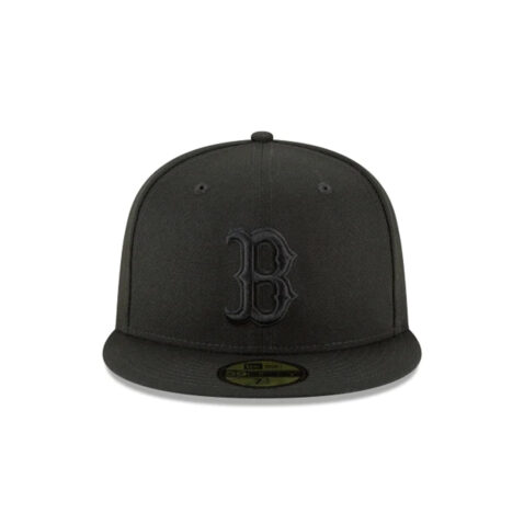 New Era 59Fifty Boston Red Sox Fitted Blackout All Black Hat Front