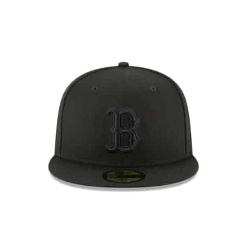 New Era 59Fifty Boston Red Sox Fitted Blackout All Black Hat Front