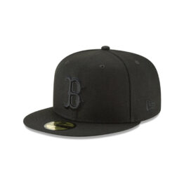 New Era 59Fifty Boston Red Sox Fitted Blackout All Black Hat Front Left
