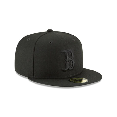 New Era 59Fifty Boston Red Sox Fitted Blackout All Black Hat Front Right