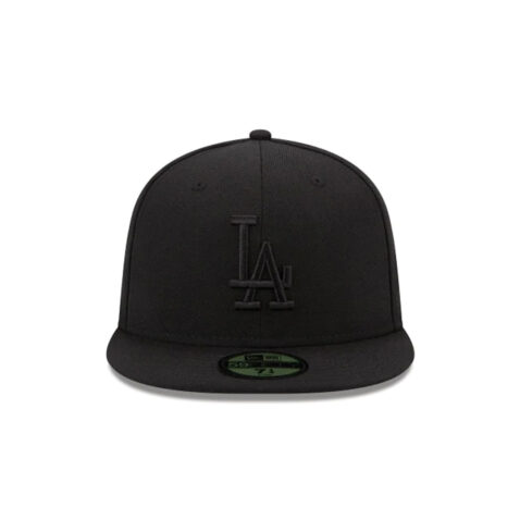 New Era 59Fifty Los Angeles Dodgers Fitted Blackout All Black Hat Front
