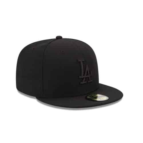 New Era 59Fifty Los Angeles Dodgers Fitted Blackout All Black Hat Front Right