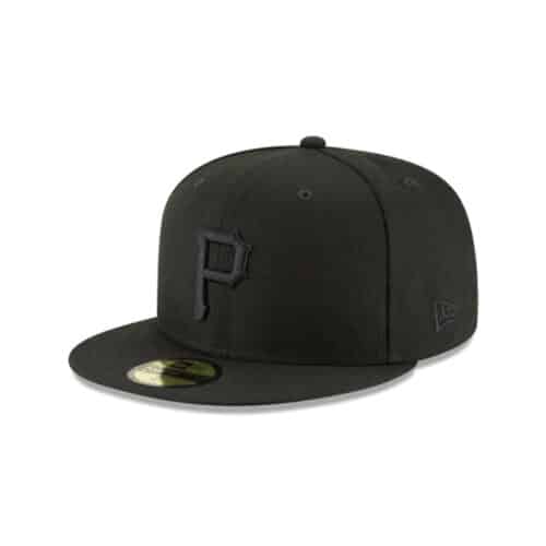 New Era 59Fifty Pittsburgh Pirates Fitted Blackout All Black Hat Front Left