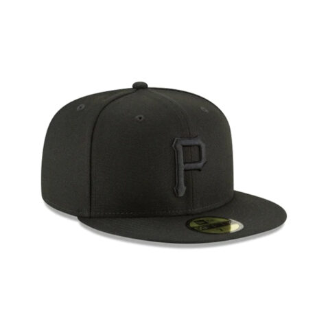 New Era 59Fifty Pittsburgh Pirates Fitted Blackout All Black Hat Front Right