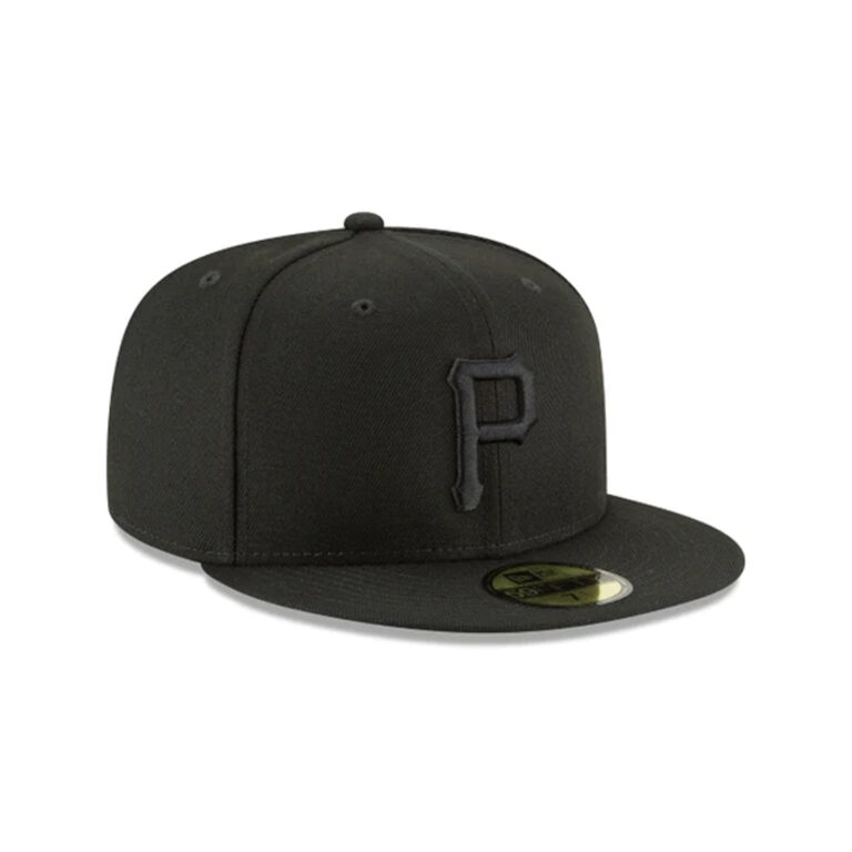 New Era 59Fifty Pittsburgh Pirates Fitted Blackout All Black Hat Front Right New Era 59Fifty Pittsburgh Pirates Fitted Blackout All Black Hat Front Right