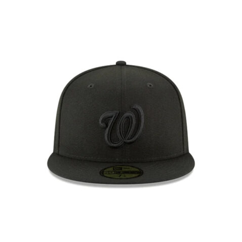 New Era 59Fifty Washington Nationals Fitted Blackout All Black Hat Front