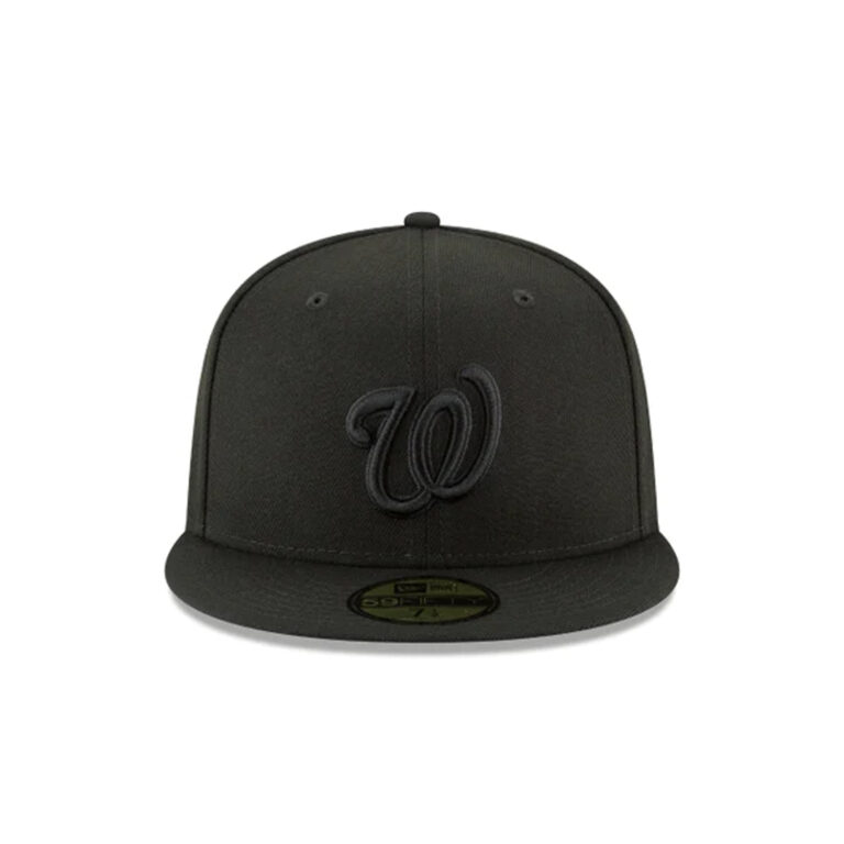 New Era 59Fifty Washington Nationals Fitted Blackout All Black Hat Front New Era 59Fifty Washington Nationals Fitted Blackout All Black Hat Front