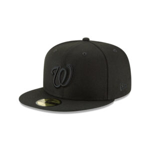 New Era 59Fifty Washington Nationals Fitted Blackout All Black Hat Front Left