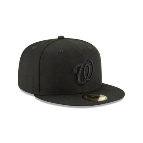 New Era 59Fifty Washington Nationals Fitted Blackout All Black Hat Front Right