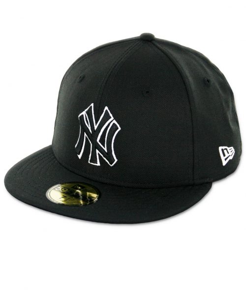 New Era 59Fifty New York Yankees Fitted Black Black White Hat