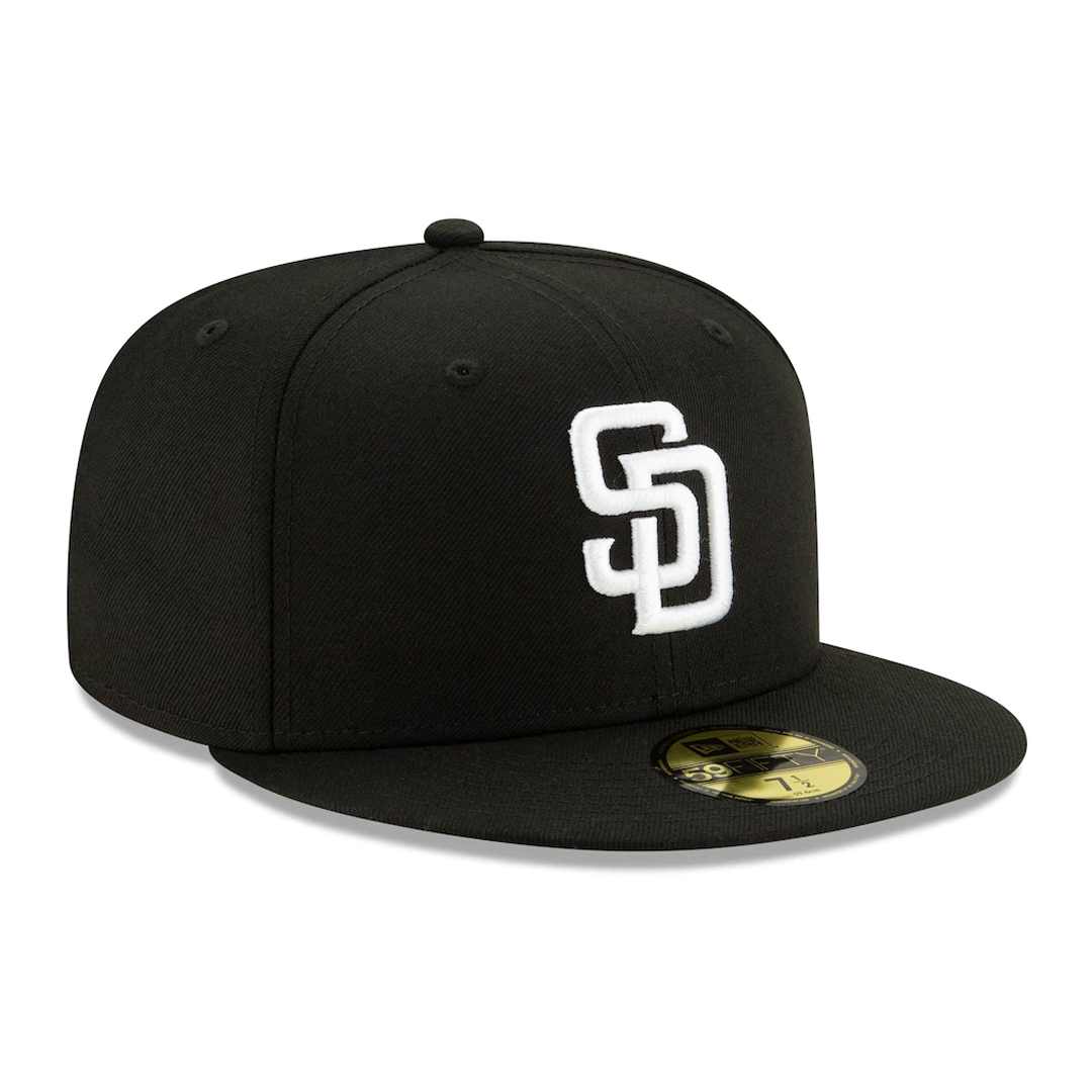 New Era 59Fifty San Diego Padres Fitted Black White Hat - Billion Creation