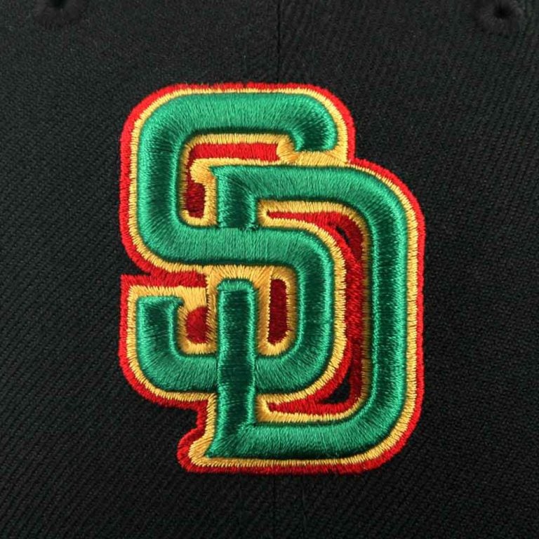 San Diego Padres New Era 59FIFTY Black Rasta Fitted Hat San Diego Padres New Era 59FIFTY Black Rasta Fitted Hat