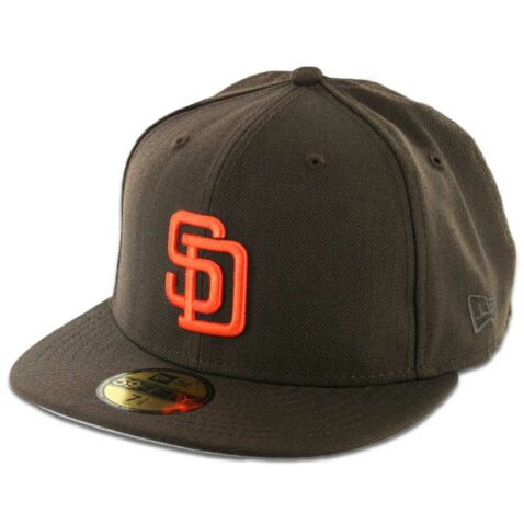 New Era 5950 San Diego Padres Fitted Dark Brown, Orange Hat