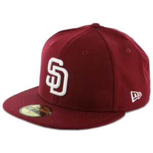 New Era 5950 San Diego Padres Fitted Cardinal Red, White Hat