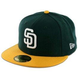 New Era 5950 San Diego Padres 2 Tone Fitted Dark Green, White-Gold Hat