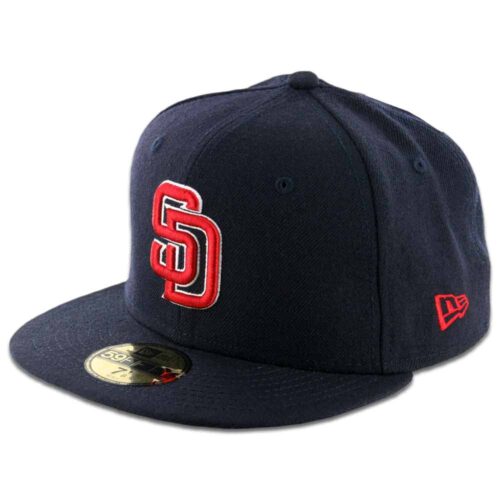 New Era 5950 San Diego Padres Fitted Dark Navy, Scarlet Red, White Hat