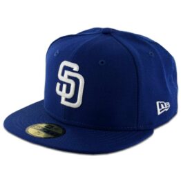 New Era 5950 San Diego Padres Fitted Royal Blue, White Hat