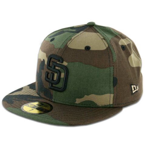 New Era 59Fifty San Diego Padres Fitted Hat Woodland Camo Black