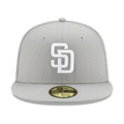 NE 59FIFTY SD Padres Tony Gwynn Light Grey and White Fitted Hat 01-min