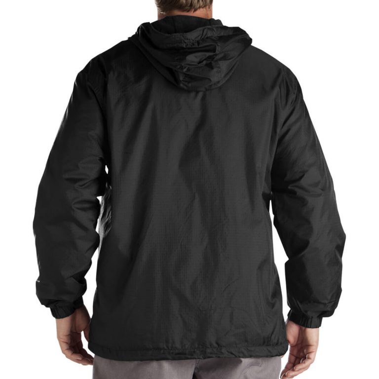 Dickies 33237 Hooded Windbreaker Black Jacket- Back Dickies 33237 Hooded Windbreaker Black Jacket- Back