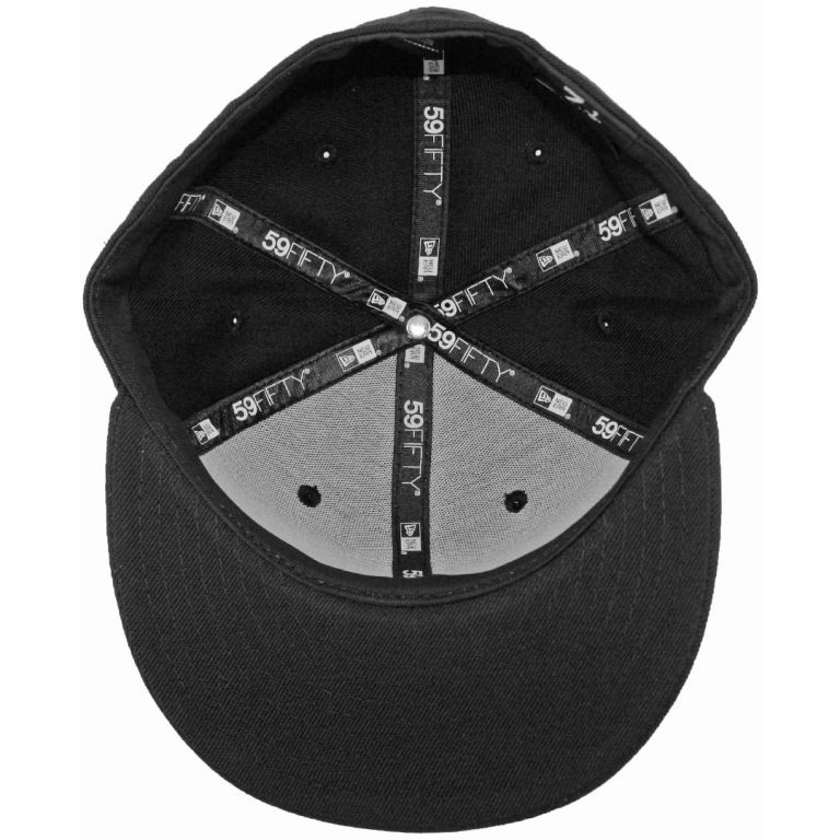 New Era Blanks 59FIFTY Plain Blank Fitted Hat Black Tonal- Inside New Era Blanks 59FIFTY Plain Blank Fitted Hat Black Tonal- Inside