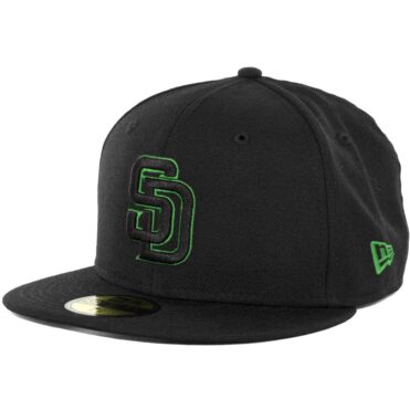 New Era 59Fifty San Diego Padres Fitted Hat Black Black Kelly Green