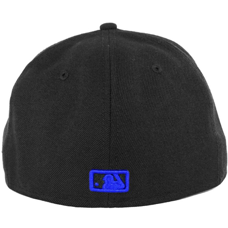 New Era 5950 San Diego Padres Fitted Hat, Black, Black, Royal Blue- Back New Era 5950 San Diego Padres Fitted Hat, Black, Black, Royal Blue- Back