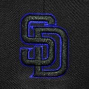 New Era 5950 San Diego Padres Fitted Hat, Black, Black, Royal Blue- Logo
