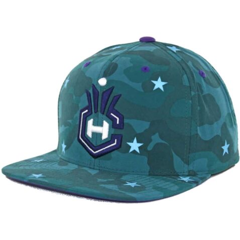 Mitchell & Ness Charlotte Hornets Camo Star Snapback Hat, Teal