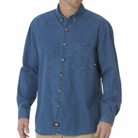 Dickies WL300 Long Sleeve Denim Shirt Stonewashed Indigo Blue