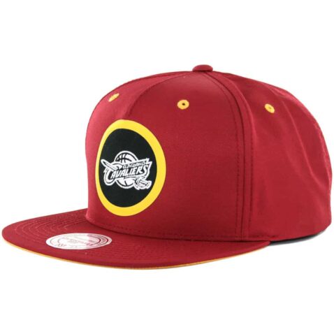 Mitchell & Ness Cleveland Cavaliers Dobby Nylon Patch Velcro Back Hat, Burgundy