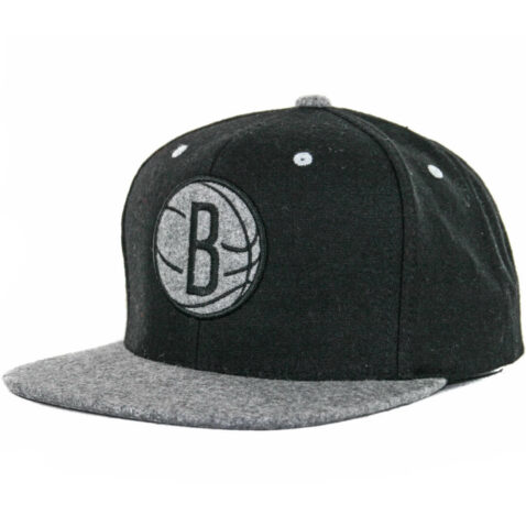 Mitchell & Ness Brooklyn Nets Heather Melton Strapback Hat, Black/Grey