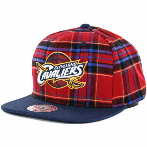 Mitchell & Ness Cleveland Cavaliers Plaid Snapback Hat, Plaid/Navy
