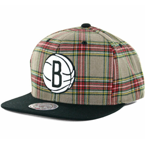 Mitchell & Ness Brooklyn Nets Plaid Snapback Hat, Plaid/Black