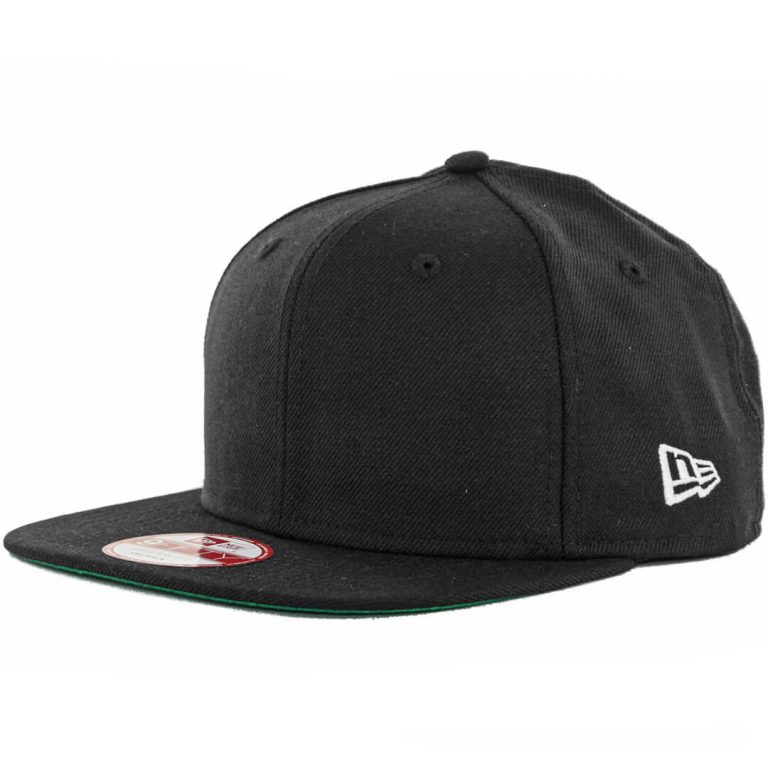New Era Blanks 9Fifty Plain Blank Snapback Hat, Black- Front New Era Blanks 9Fifty Plain Blank Snapback Hat, Black- Front