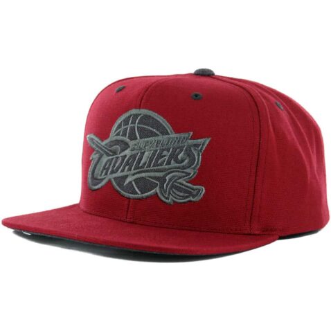 Mitchell & Ness Cleveland Cavaliers Grey Tonal Logo Snapback Hat, Burgundy