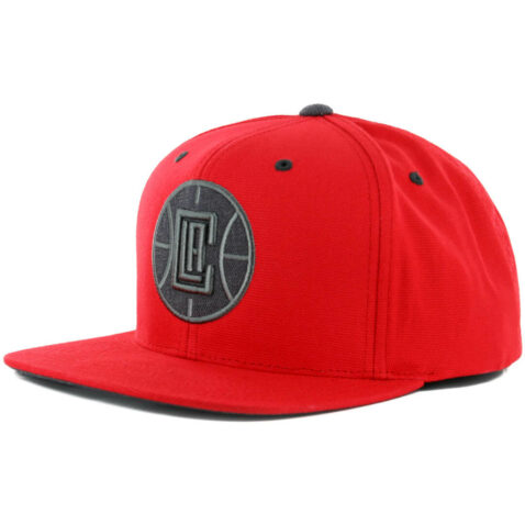 Mitchell & Ness Los Angeles Clippers Grey Tonal Logo Snapback Hat, Red