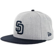 New Era 5950 San Diego Padres 2 Tone Basic Fitted Hat, Heather Grey, Dark Navy, White-Dark Navy