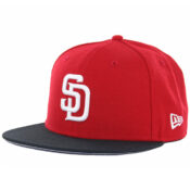 New Era 5950 San Diego Padres 2 Tone Basic Fitted Hat, Red, White-Black