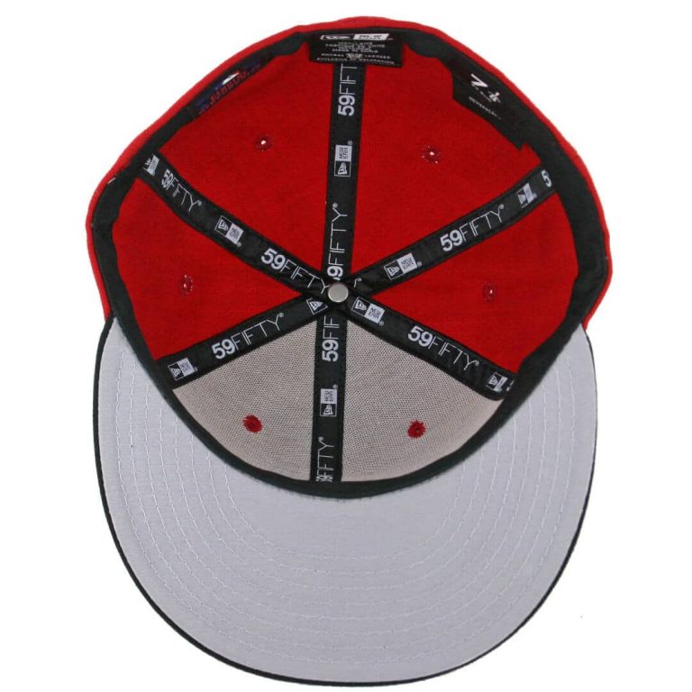 New Era 5950 New York Yankees Fitted Hat, Scarlet Red, White-Inside New Era 5950 New York Yankees Fitted Hat, Scarlet Red, White-Inside