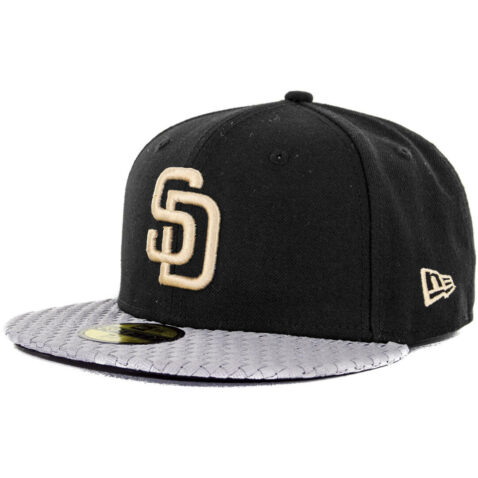 New Era x Billion Creation 59Fifty San Diego Padres Woven Visor Fitted Hat, Black/Grey