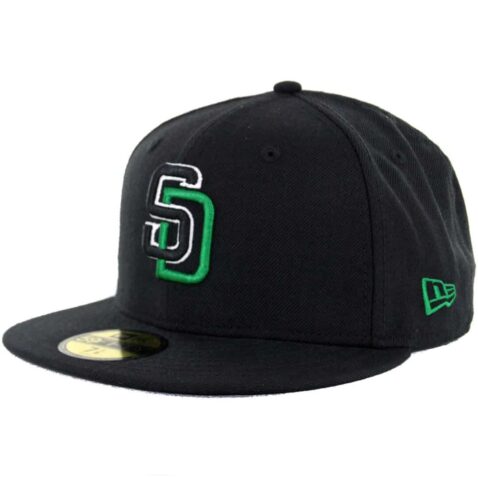 New Era 59Fifty San Diego Padres Color Logo Black Black White Kelly Green Fitted Hat