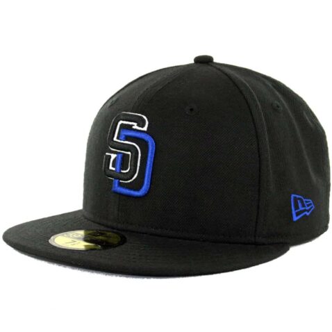 New Era 59Fifty San Diego Padres Color Logo Black Black White Royal Blue Fitted Hat