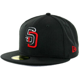 New Era 59Fifty San Diego Padres Color Logo Black Black White Red Fitted Hat