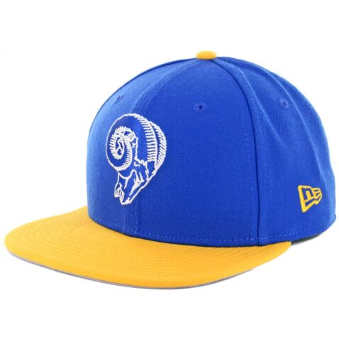 New Era 9Fifty Los Angeles Rams Historic Baycik Royal Blue Gold Snapback Hat