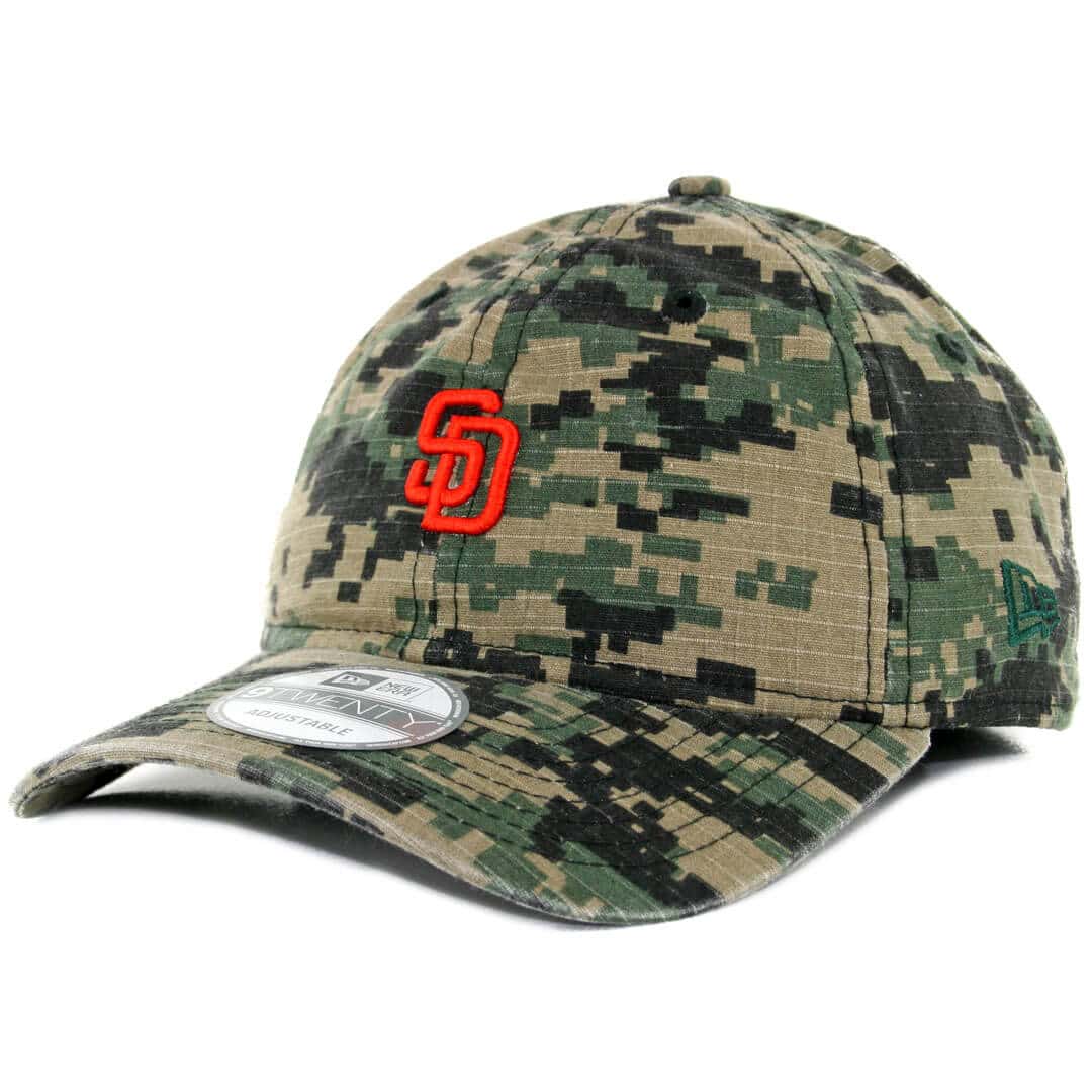 New Era 9Twenty San Diego Padres Micro Logo Digital Green Camo Orange Dad  Strapback Hat