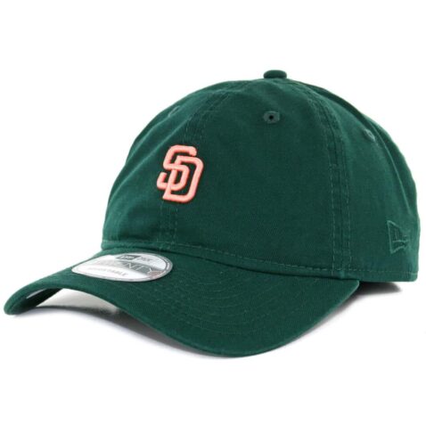 New Era 9Twenty San Diego Padres Micro Logo Dark Green Salmon Strapback Hat