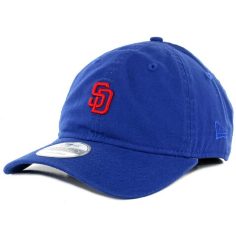 New Era 9Twenty San Diego Padres Micro Logo Royal Blue Red Dad Strapback Hat